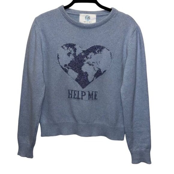 Alberta Ferretti Women Help Me Light Blue Cashmere Sweater Size 8 Made in Italy - Picture 6 of 11